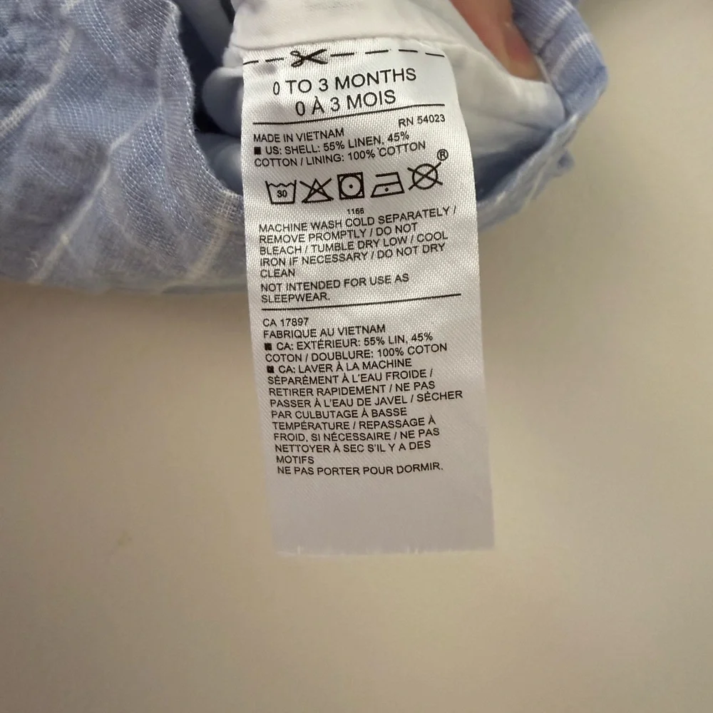 Janie and Jack Boys 0-3m Linen Light Blue Windowpane Check Plaid Overalls Easter - Picture 4 of 9